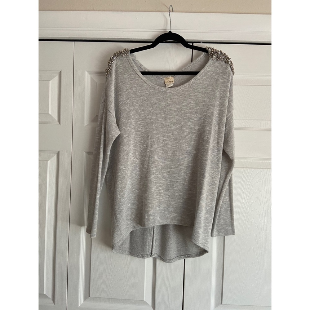 Day trip top with beaded shoulders